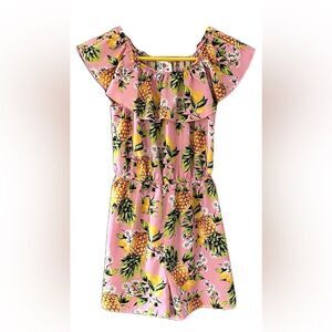 Jenna & Jesse pink romper with pineapples. Very cute girls romper. Size 12.